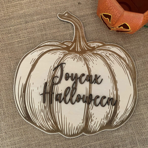 3 Panneaux Décoratifs Halloween En Bois – Citrouille, Fantôme & Squelette – Centre De Table Effrayant