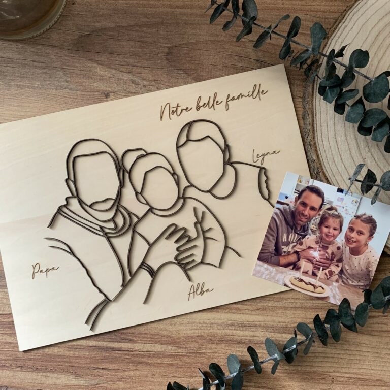 Portrait-personnalise-famille-minimaliste-collection-bois-epis-de-bois
